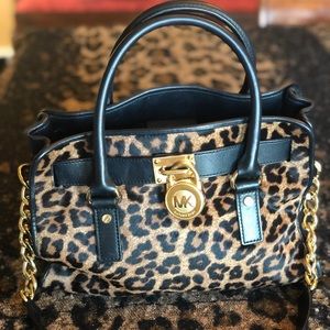 Michael Kors Hamilton Haircalf and Leather Purse